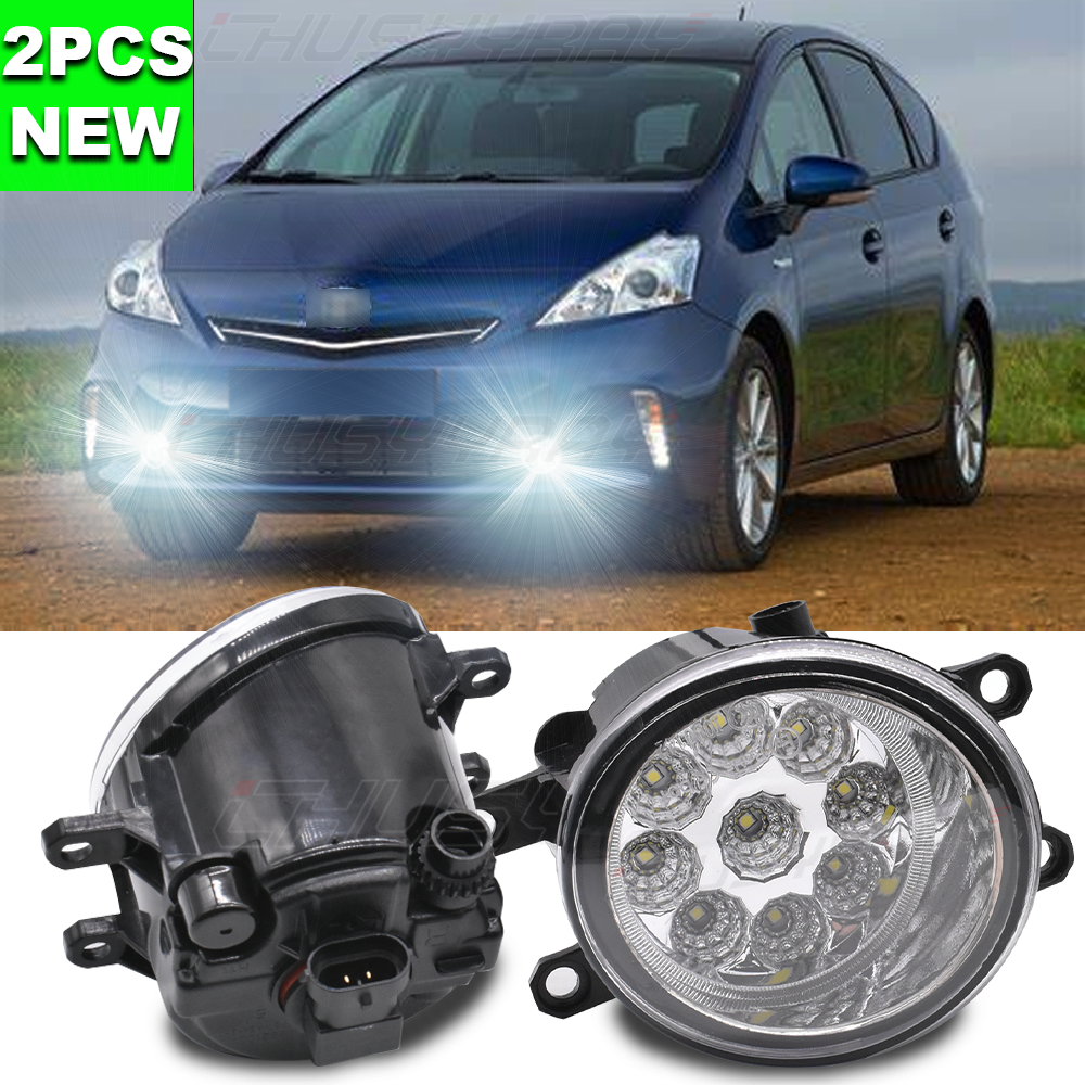 Pair LED Front Bumper Fog Light Driving Lamp For 2010-2012 Toyota Prius