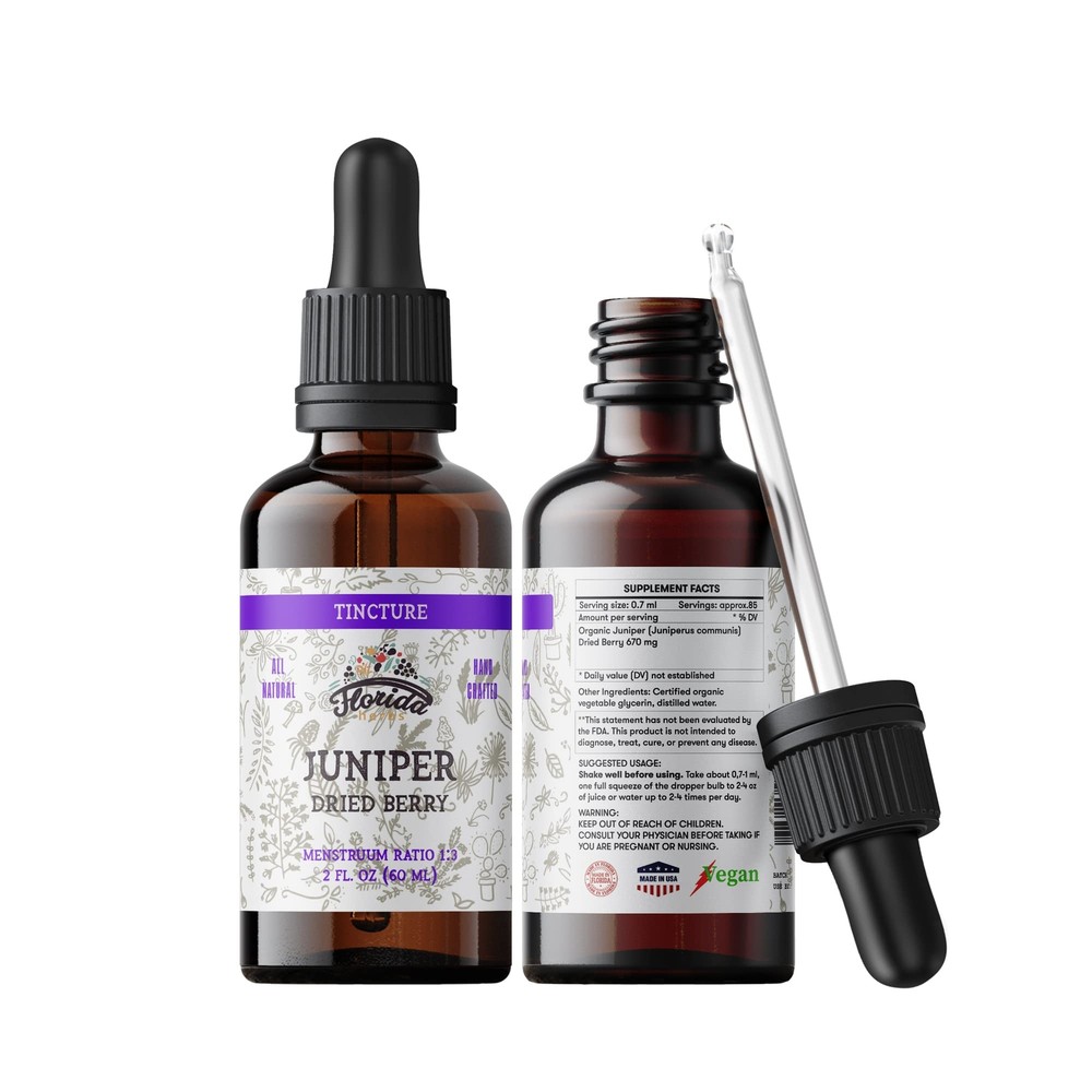Juniper Tincture Alcohol-Free, Organic Juniper Berry Extract (Juniperus commu...