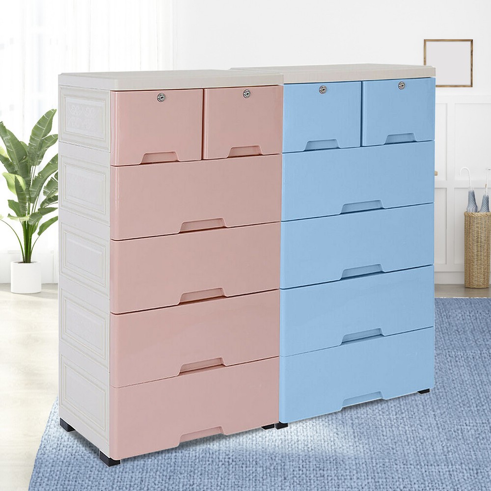 6-Drawer Plastic Cabinet Clothe Storage Organizer Bedside Dresser Locker Movable