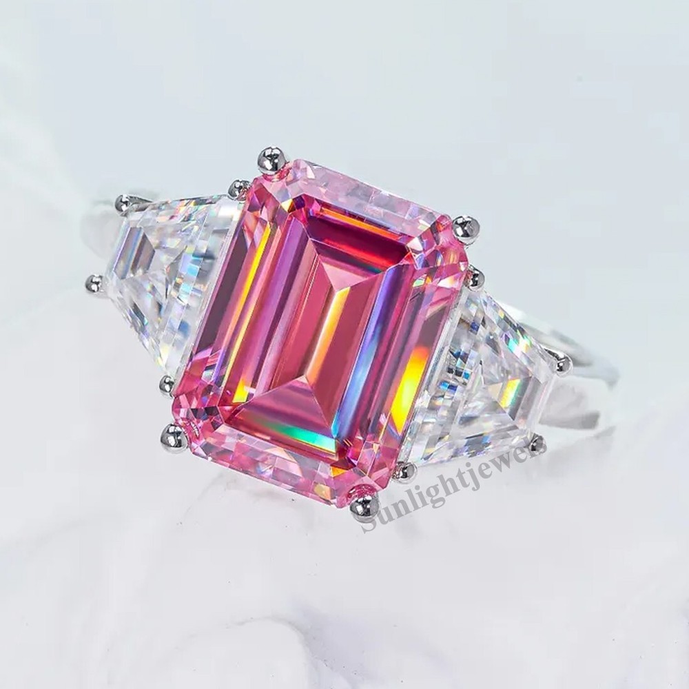 RARE 5.00 Ct Certified Emerald Cut Pink Diamond Solitaire Ring, Great Luster