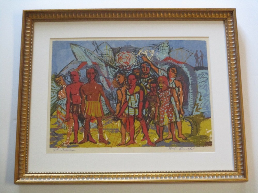 MARTIN ROSENTHAL SILKSCREEN SERIGRAPH MID CENTURY EXPRESSIONISM NATIVE FISHERMAN