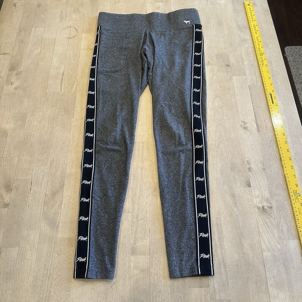 Victoria's Secret Pink Yoga Pants Gray with Black Stripe Pocket Women's Size S