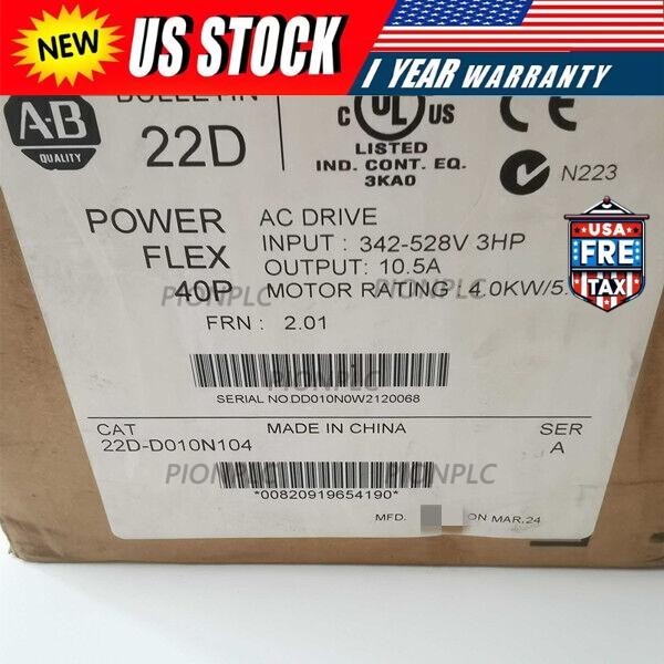 Allen-Bradley Sealed 22D-D010N104 Powerflex 40P Catalog 22D-D010N104 US Free Tax