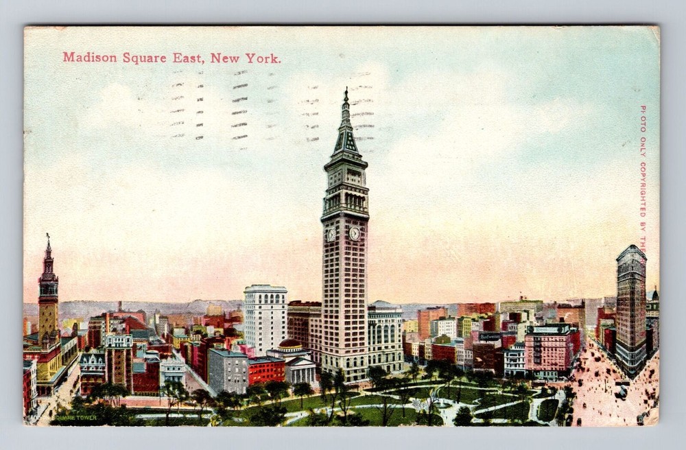 New York City NY, Madison Square, Souvenir, Antique, Vintage c1910 Postcard