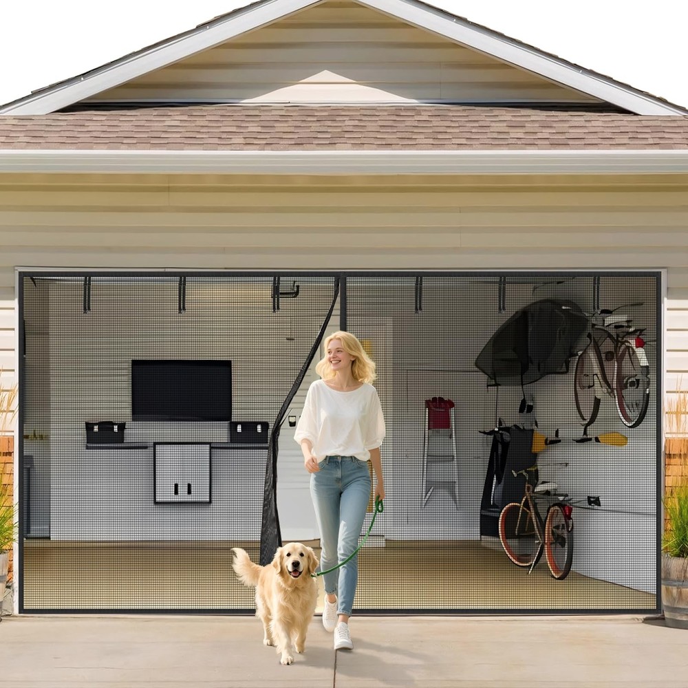 16x7ft 2-Car Garage Door Screen with Durable PET Mesh Upgrade