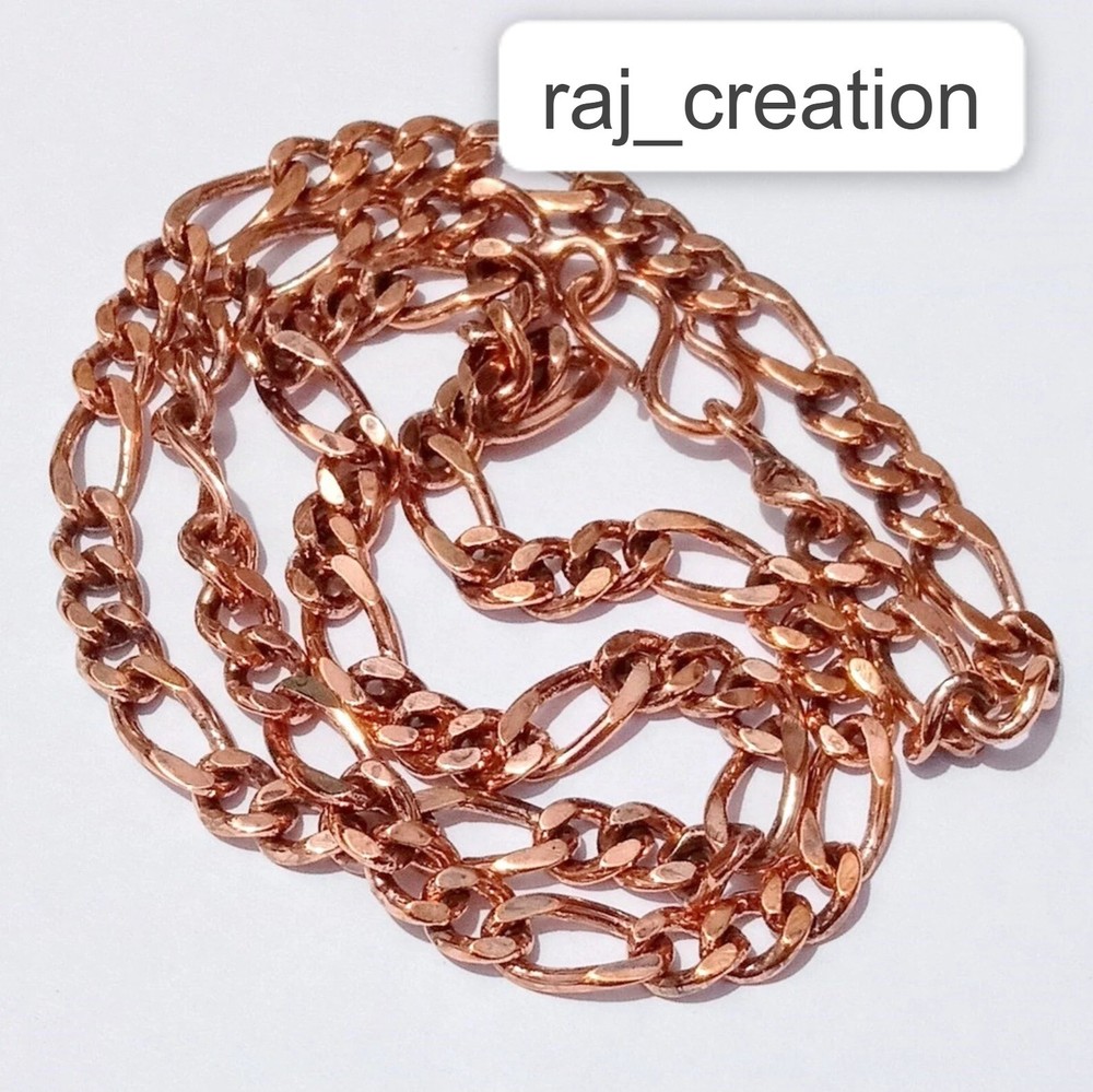 100% Pure Solid Copper Cuban Chain Necklace Curb Link Rider Arthritis Necklace