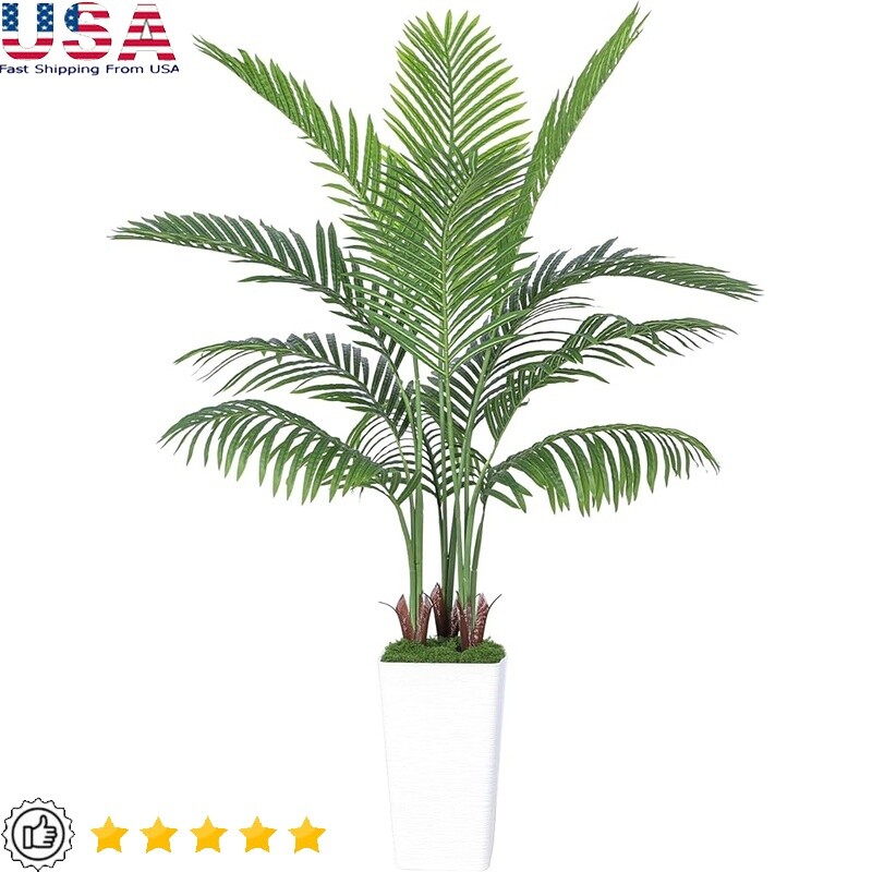 Tall Artificial Areca Palm Tree in Planter for Indoor Tropical Decor