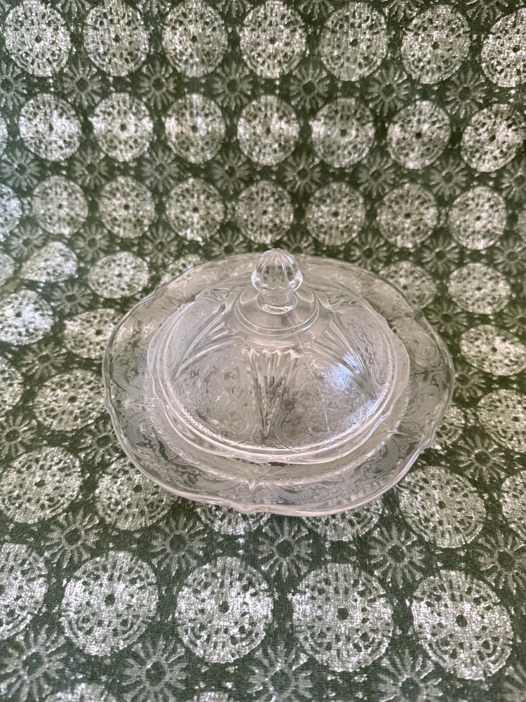 Hazel Atlas Royal Lace Crystal Butter Dish with Lid