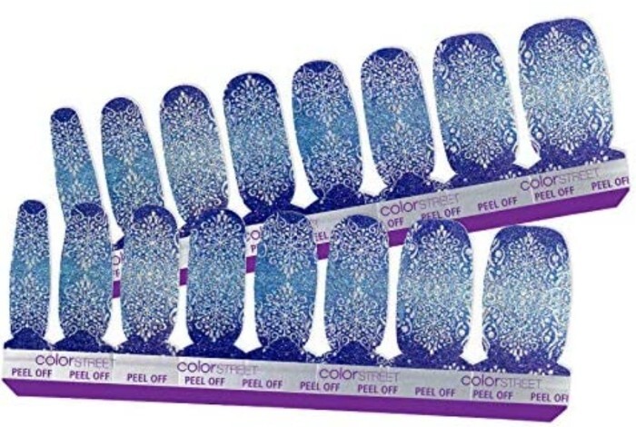 SALE Christmas Blue Glitter Nail Polish Strips Color Street Ice to Meet You-image