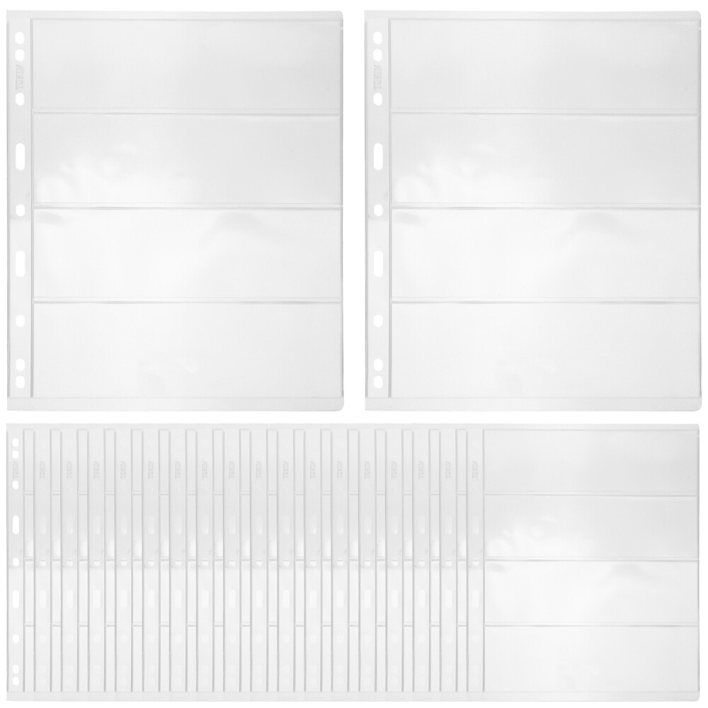 20 Sheets Stamp Hinges Transparent Banknote Sleeves PVC Pages