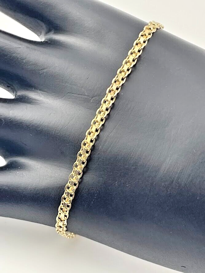 ITALY GOLD OVER 925 STERLING SILVER 3.1MM MESH ANKLET BRACELET 10