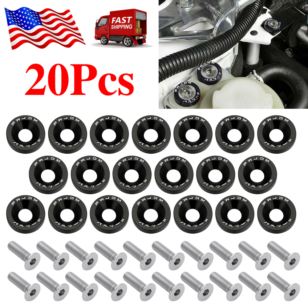 20 pcs JDM Billet Aluminum Fender Bumper Washer/bolt Engine Bay Dress Up Kit M6
