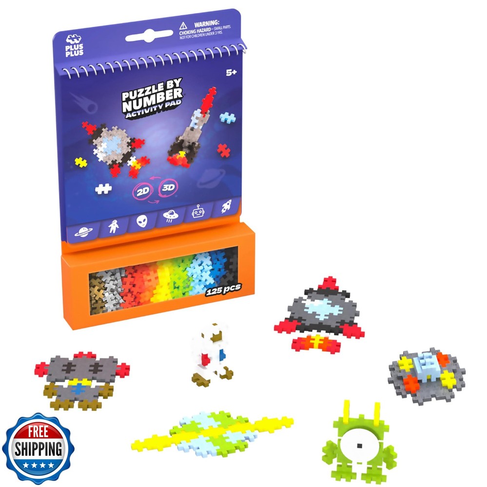 Plus Plus Puzzle By Number Activity Pad for Kids Travel Interlocking Building Fun
