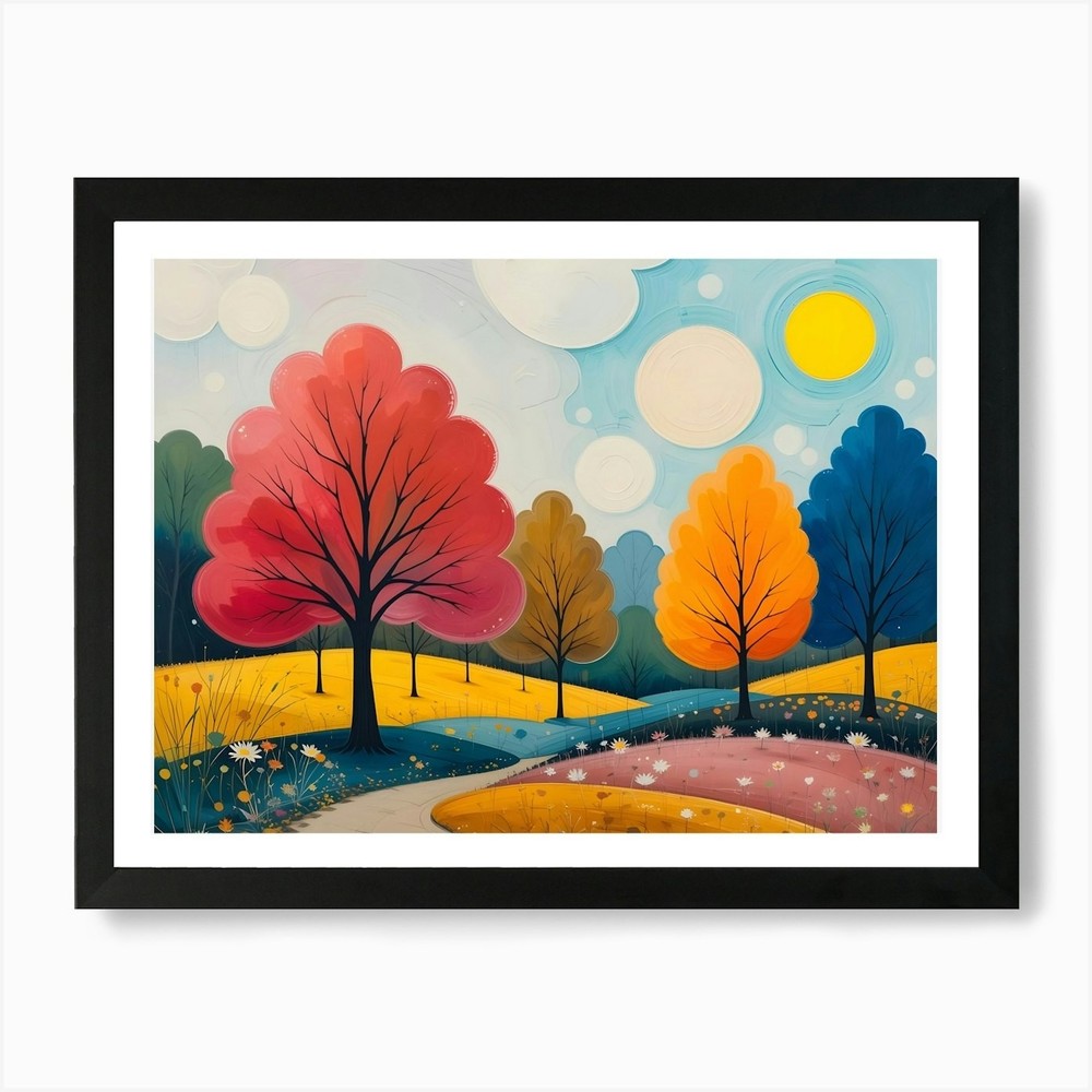 Autumn Trees 9 Framed Wall Art Canvas Print Poster Picture
