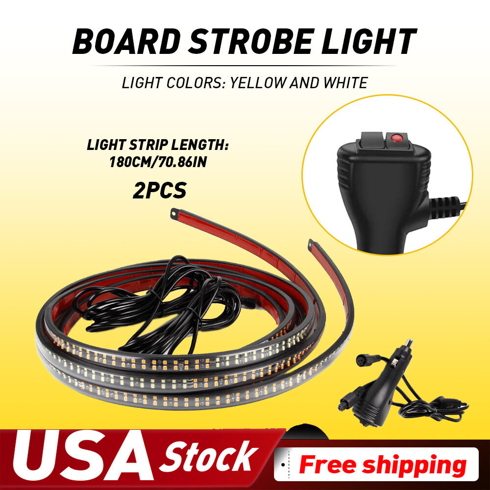 70 Inch Emergency Running Board Bar Strip Amber Lights Strobe White 29 flash 12v