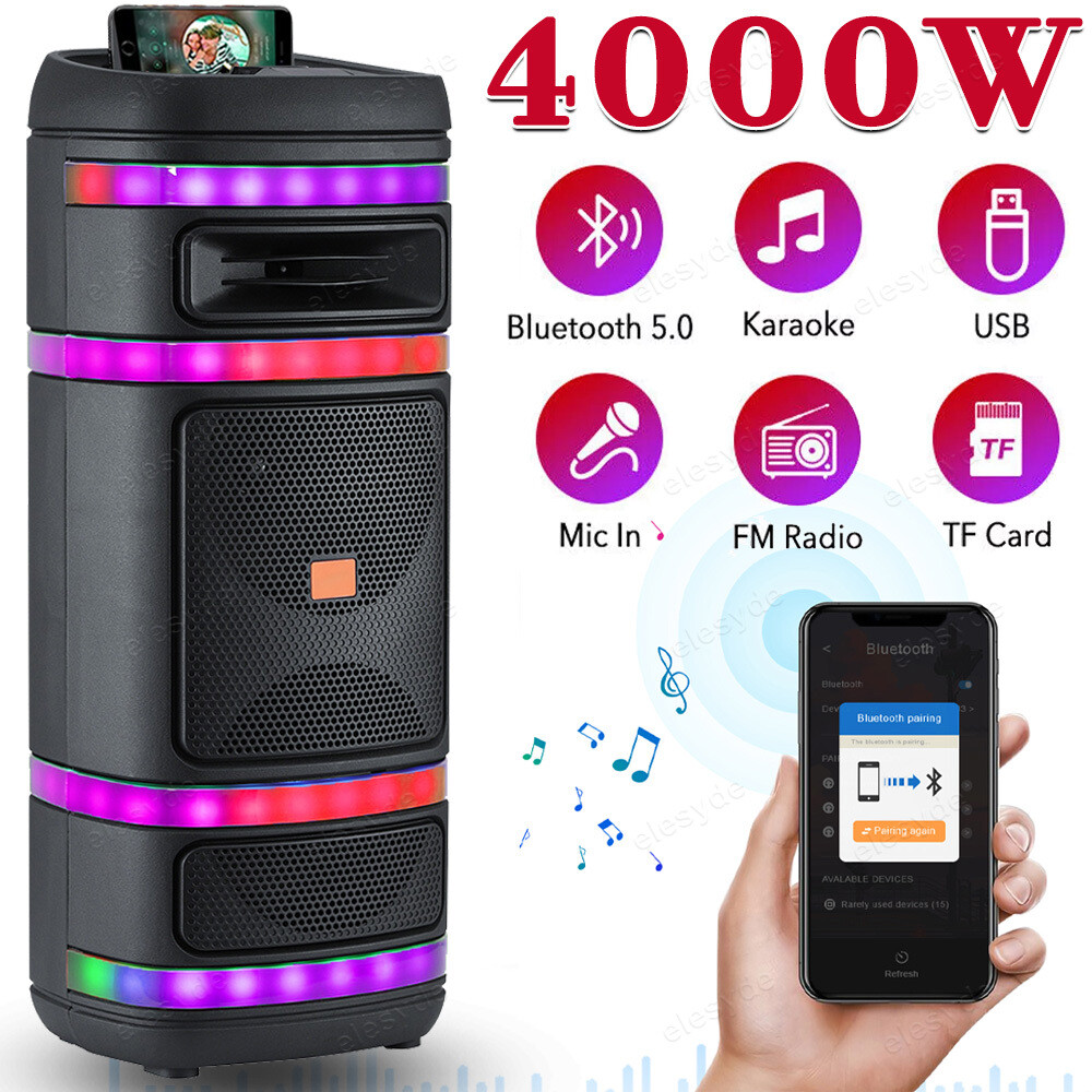 4000W Heavy Bass Bluetooth Speaker with Dual Subwoofer for Powerful Party Sound  