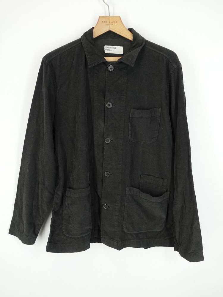 Universal Works Jacket Men Large Black Overshirt Chore Bakers Corduroy Oi Polloi