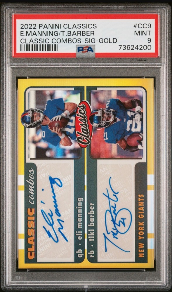 🔥 2022 Panini Classics ELI MANNING TIKI BARBER Combos CC-9 DUAL AUTO  #d /8