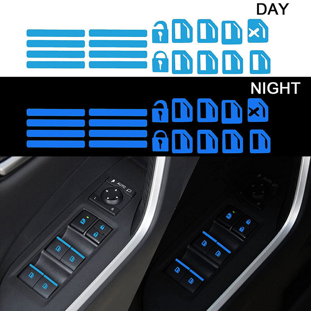 Door Window Switch Luminous Sticker Night Safety Accessories blue Car Sticker