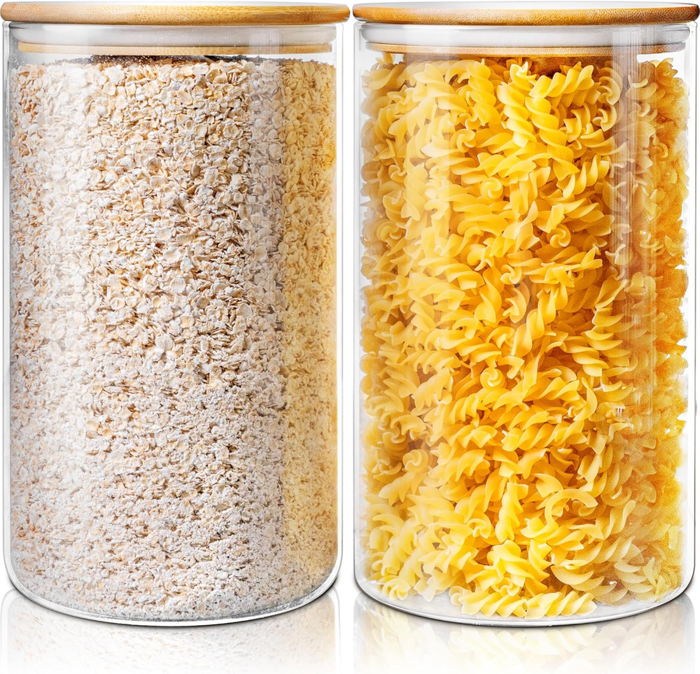 Extra Large Glass Flour and Sugar Storage Containers with Airtight Lids,132 floz