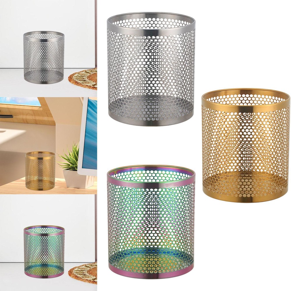 Trash Can Mesh Wastebasket Waste Paper Basket Lightweight Practical Easy Clean