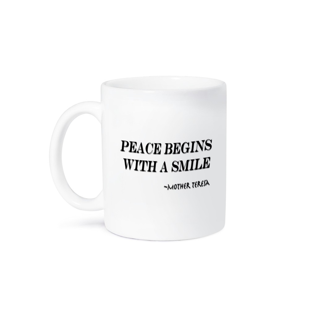 3D Rose Mother Teresa Quote Mug - Peace Begins With a Smile