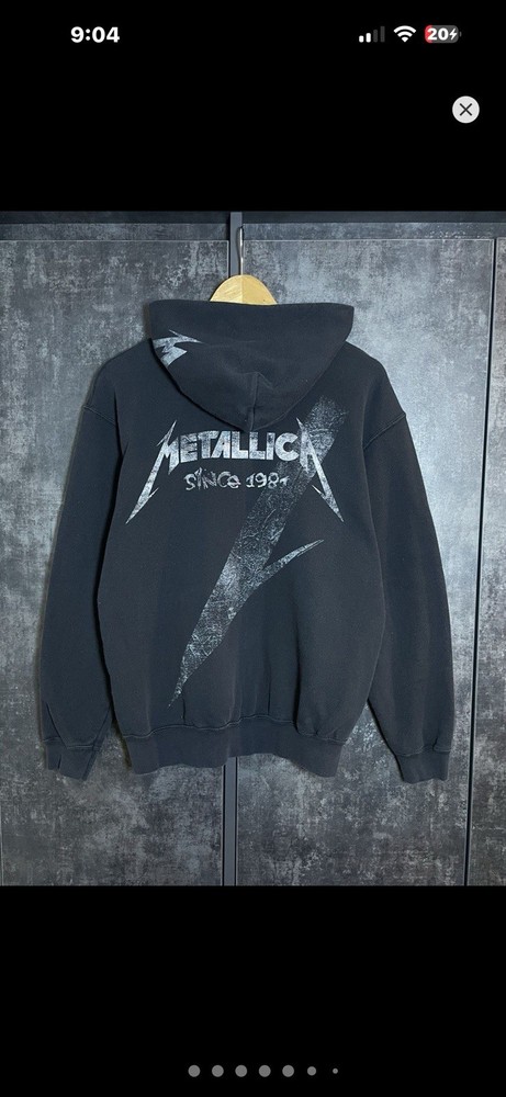 Crazy Metallica Faded Black Zip Hoodie Big Logo Streetwear