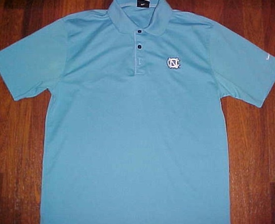 North Carolina Tar Heels NCAA ACC Nike Fit Dry Blue Team  Logo Golf Polo Shirt M