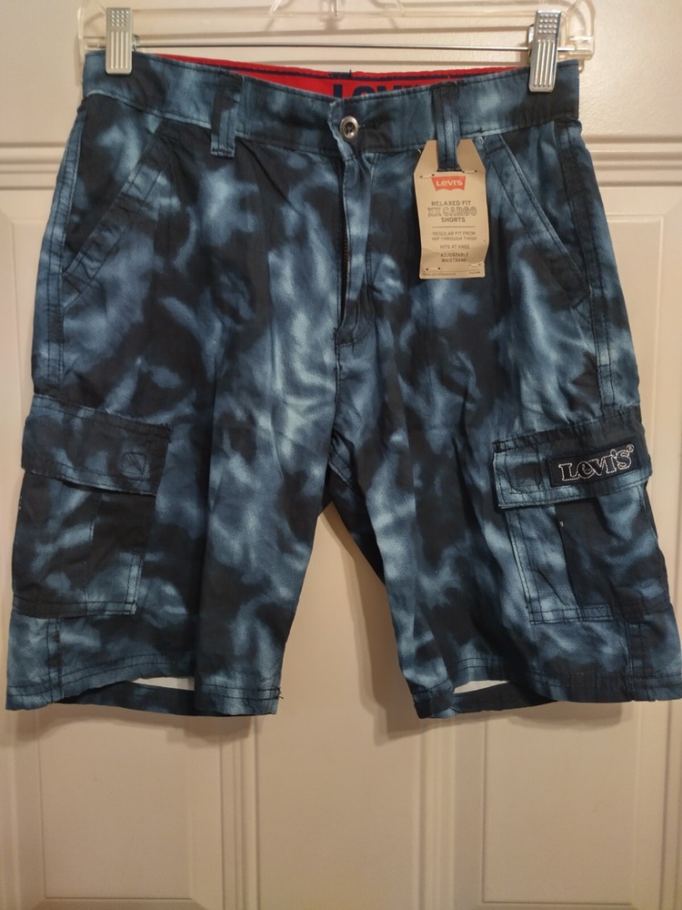New Levis Cargo Shorts 14 Relaxed Fit Adjustable Blue BG27