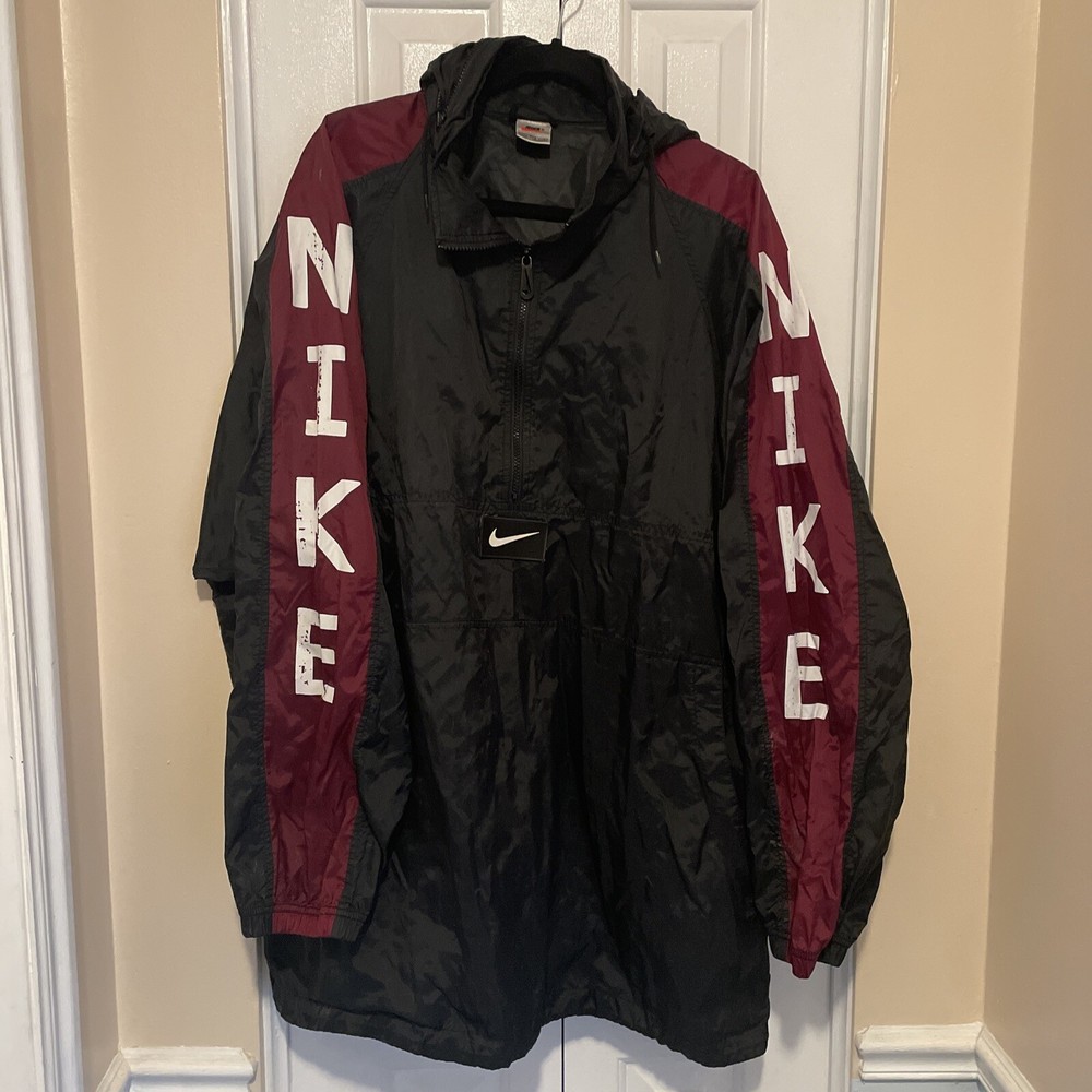Vintage Nike Jacket Mens 2XL XXL Blue Windbreaker Pullover Center Swoosh Y2K