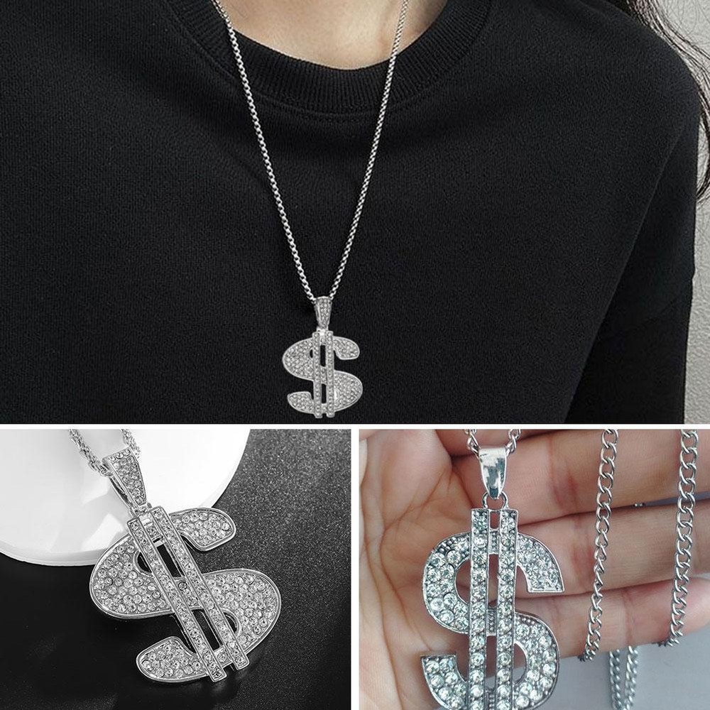 Men's Stainless Steel Dollar Sign Hip-Hop Necklace Rapper Style T7N7