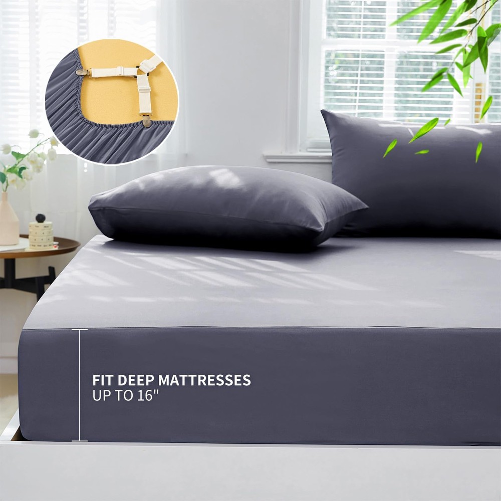 Bamboo Viscose 400 Thread Count Fitted Sheet with Pillowcases