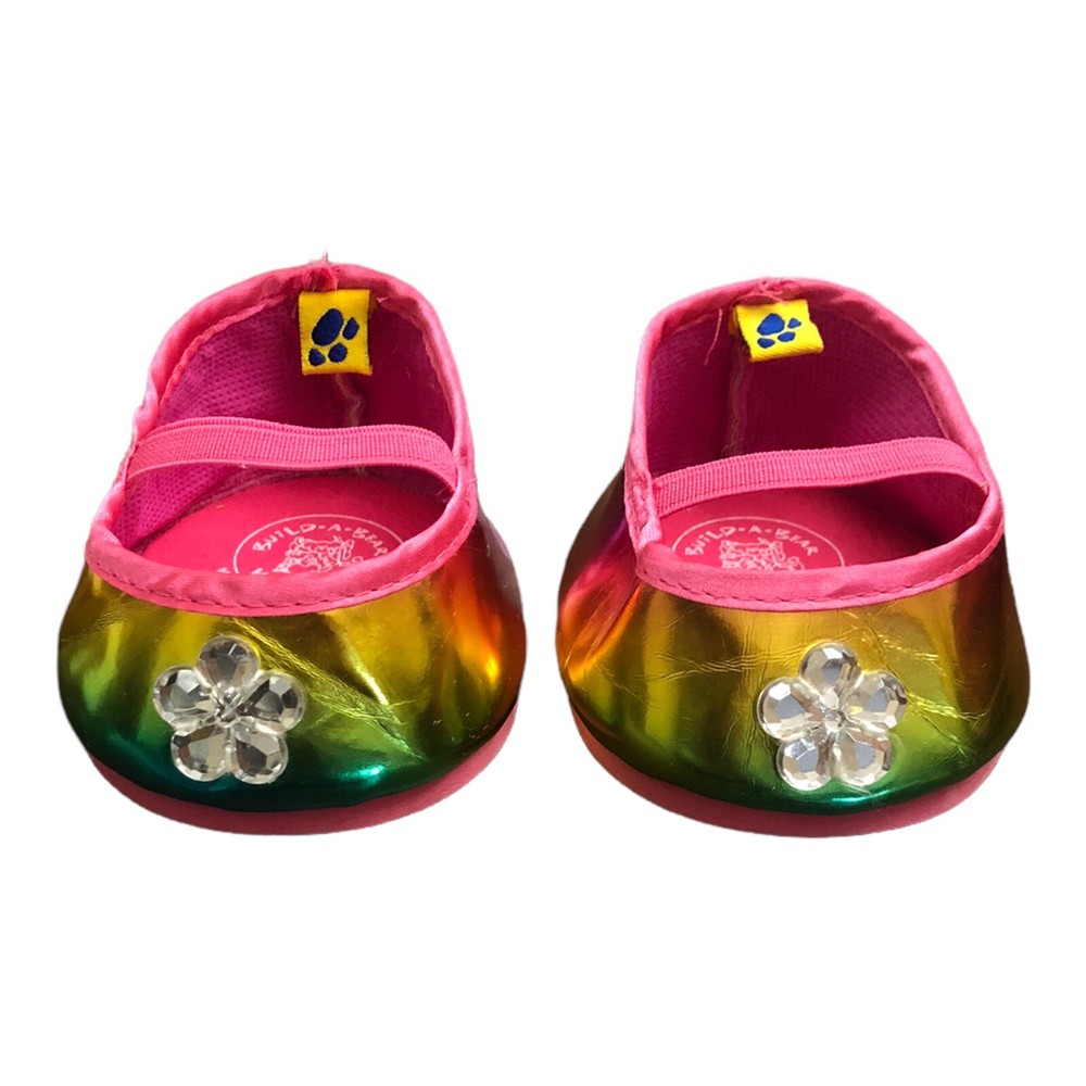BABW: Build A Bear Workshop Shoes Metallic Rainbow Shiny Pink Floral Mary Jane