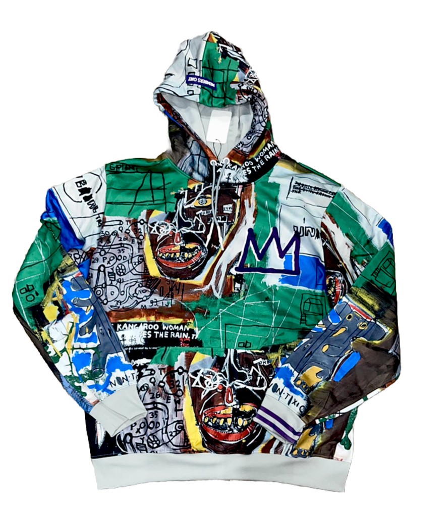 Members Only +Jean Michel Basquiat Graffiti Art Pullover Hoodie Sweatshirt Men M-image