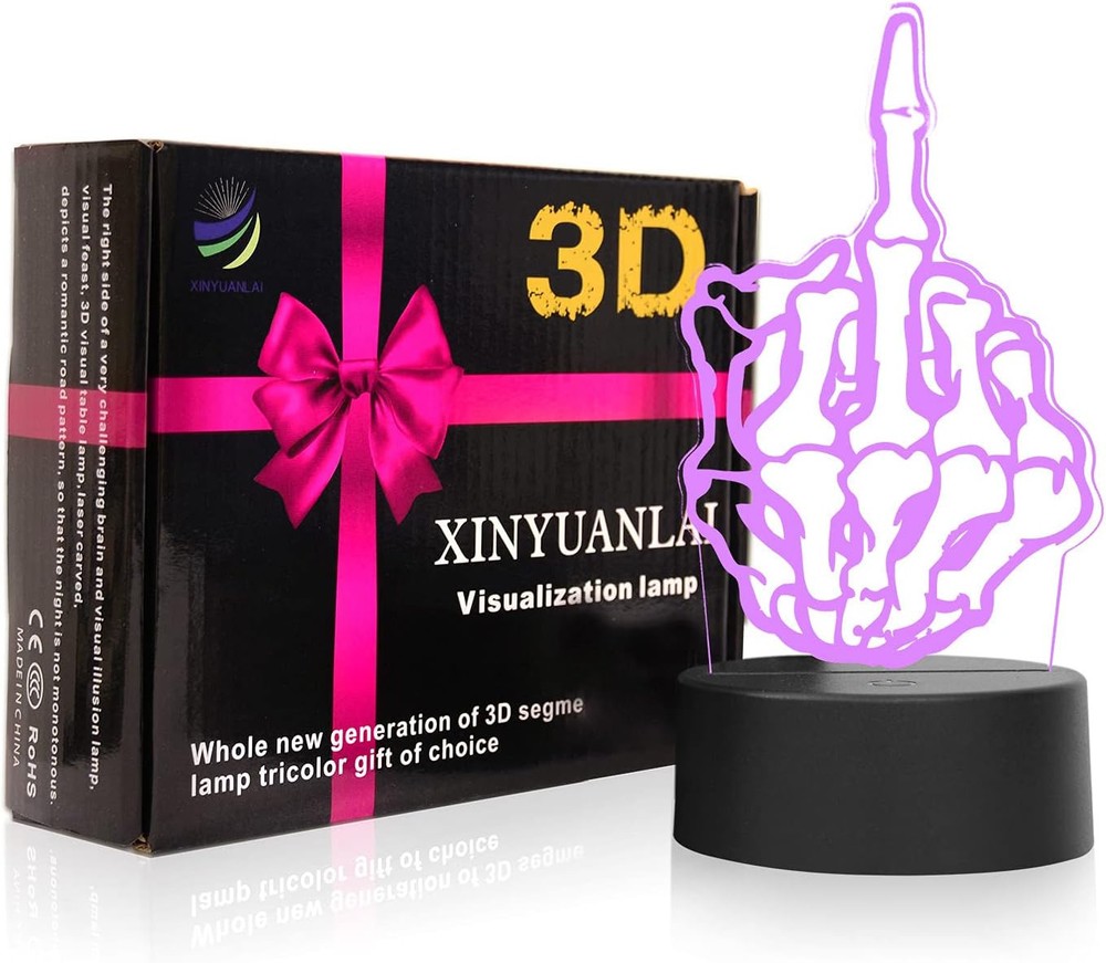 3D Illusion Night Light Desk Lamp, 7 Colors Auto Gradual Changing Black base