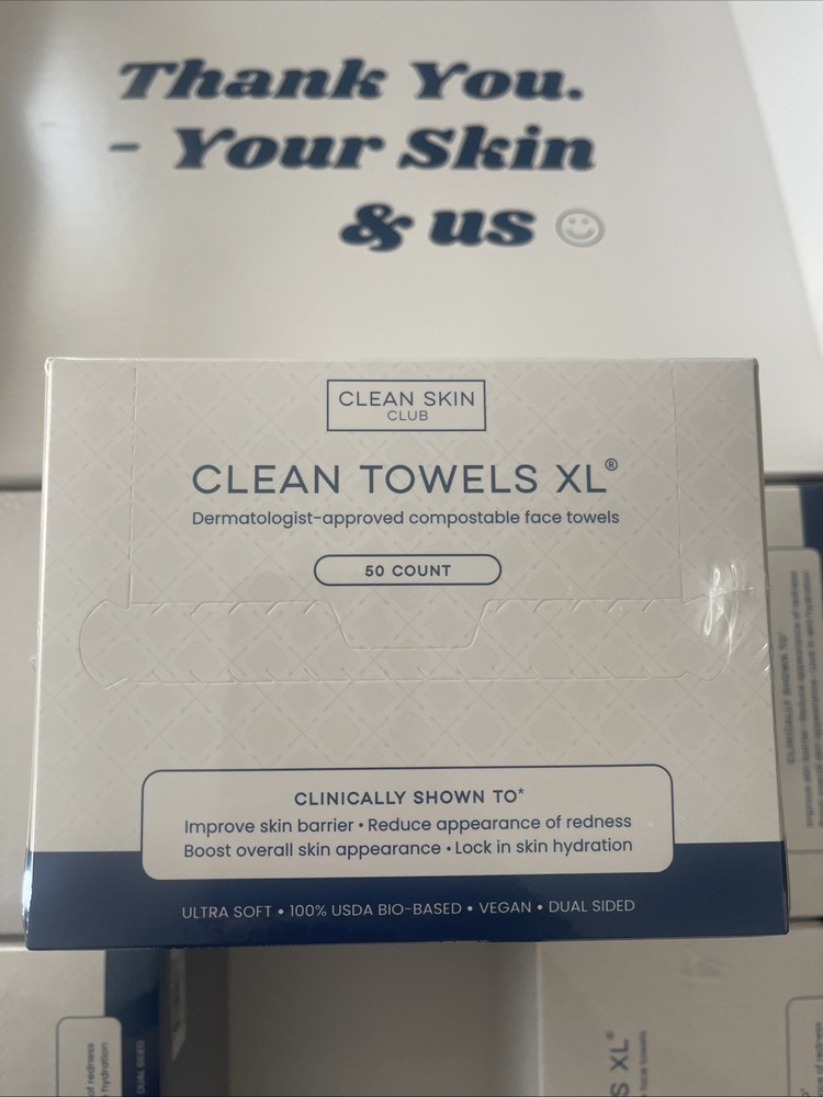 Clean Skin Club XL Biobased Disposable Face Towels 50Ct – USDA Certified