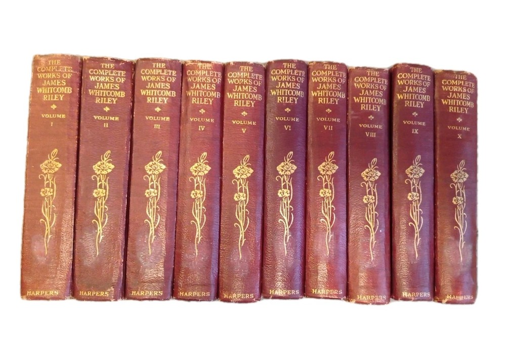 Lot of 10 Antique 19th Century Decorative Hardcover Books library staging decor