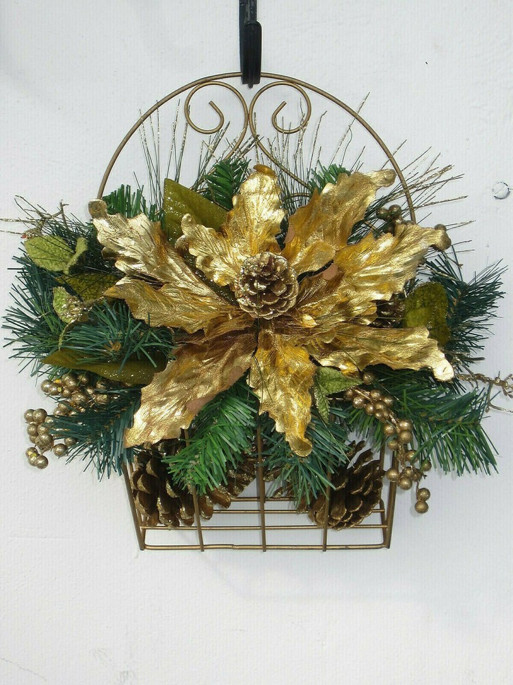 Christmas Floral Basket Wall OR Door Decor Handmade