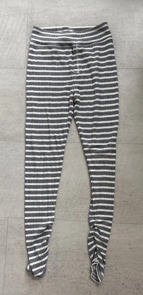 AERIE Soft Gray & White Striped Lounge Leggings Size Medium