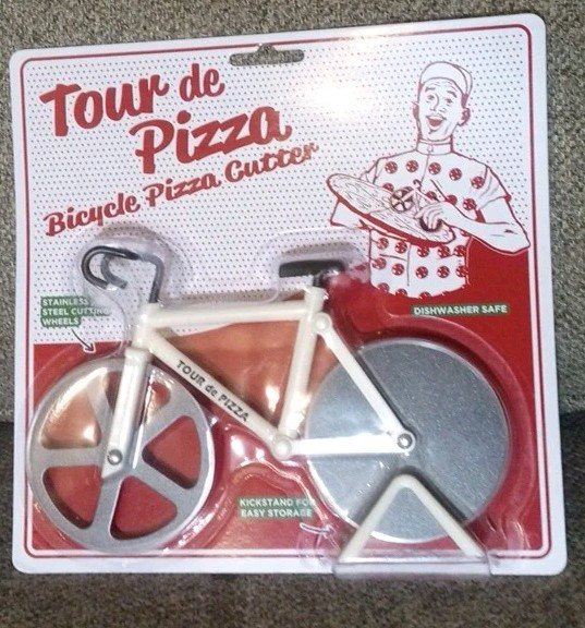 Tour de Pizza Bicycle Pizza Cutter with Kickstand and Stainless Steel Wheels  