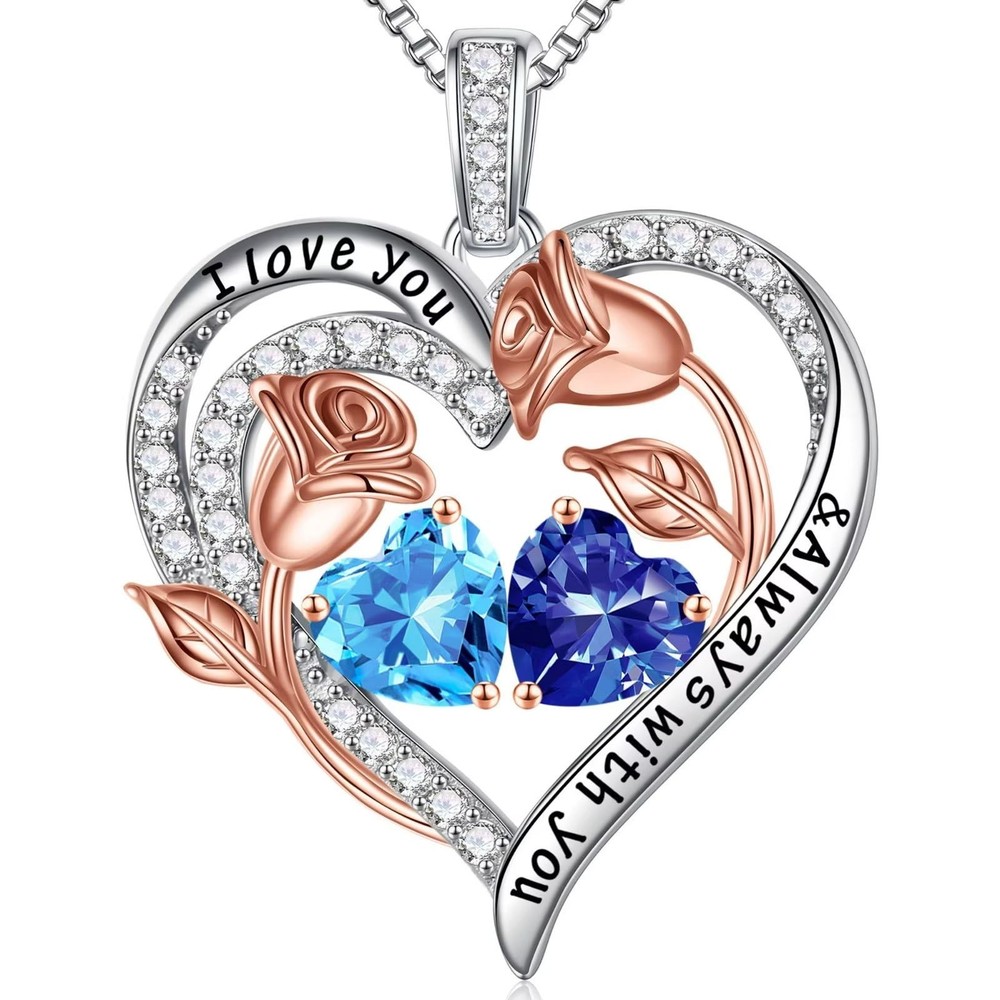 December Birthstone Necklace for Women, March Birthstone Jewelry, Aquamarine ...