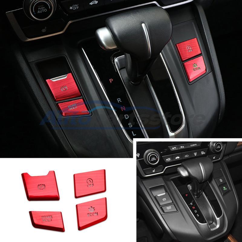 4pcs Red Interior Gear Shift Box Gears button Trim For Honda CR-V CRV 2017-2020