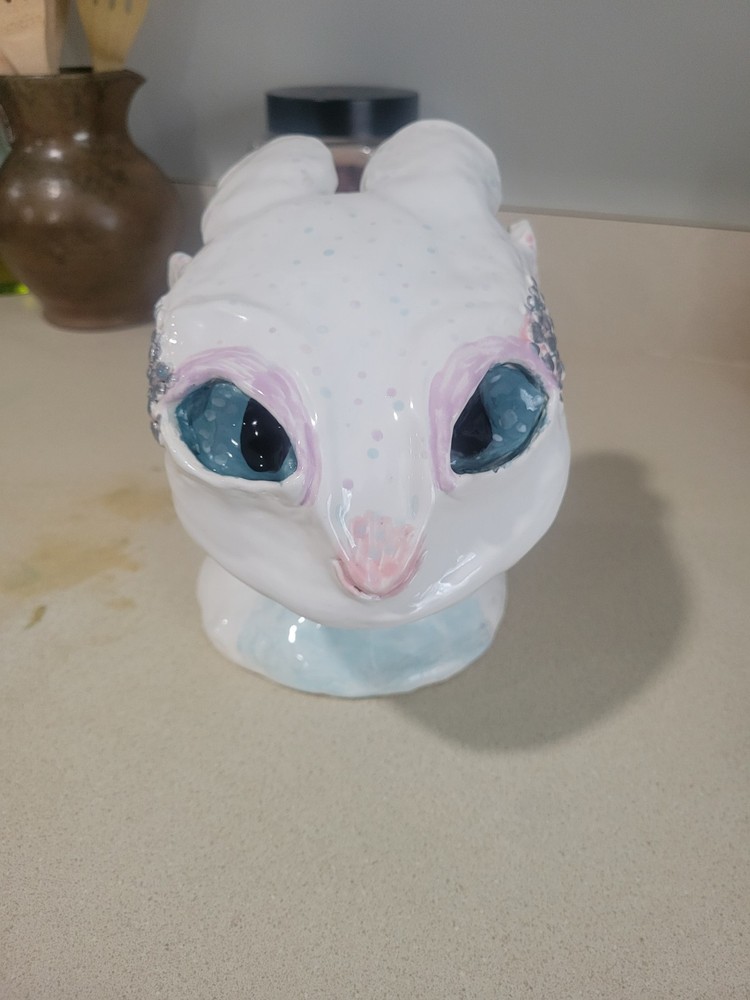 Handmade Ceramic Light Fury Bust from How to Train Your Dragon