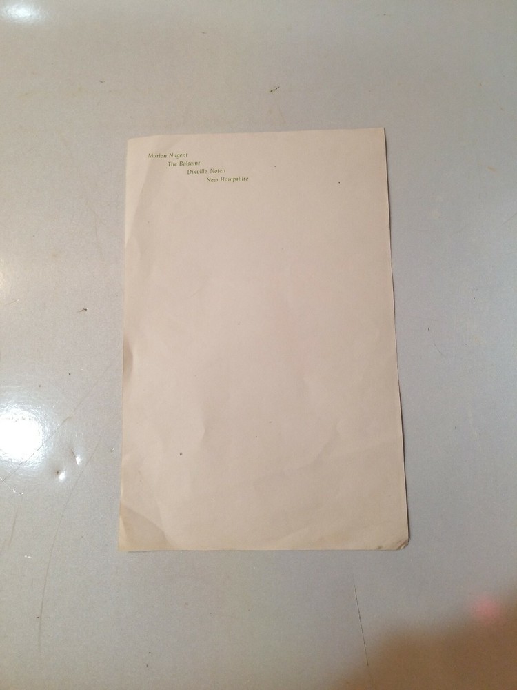 1930s letterhead THE BALSAMS Dixville Notch N.H. Summer Residency Stationary