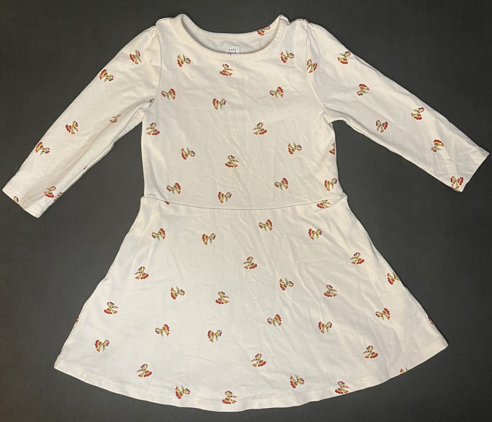 Baby Gap Kids Size: 4 Long Sleeved White Dress With Colorful Bows