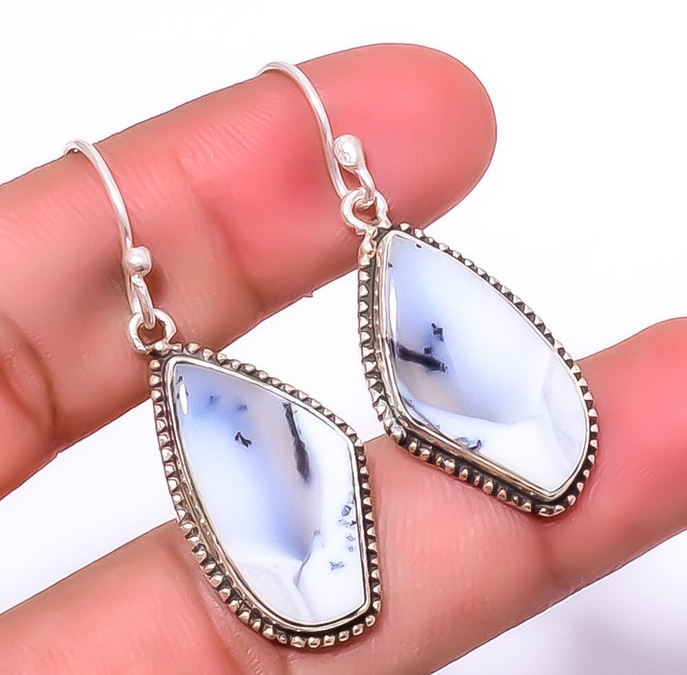 Dendritic Opal - Brazil Gemstone 925 Sterling Silver Jewelry Earring 1.76