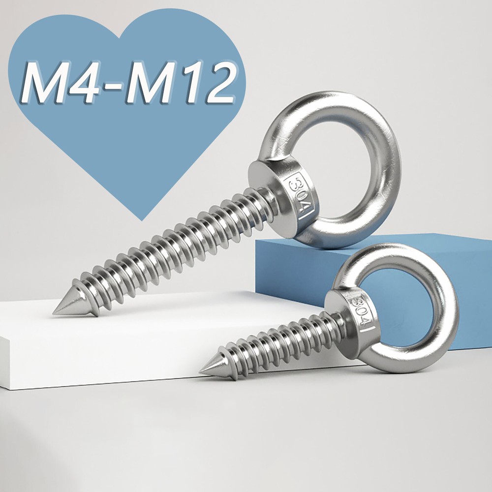 Heavy Duty Screw In Eye Hook A2 Stainless Steels Wood/Thread/Twist/Ring/Hoop