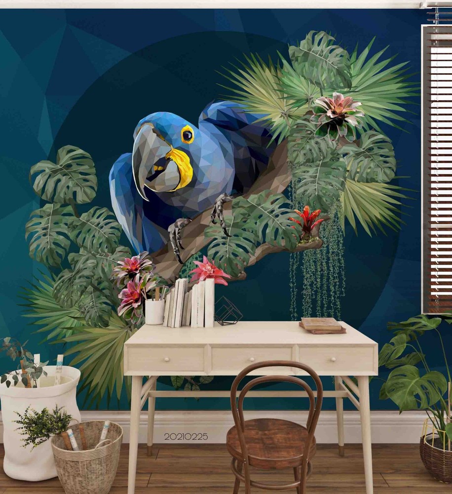 3D Plant Parrot Illustration Wall Murals Wallpaper Murals Wall Sticker 4