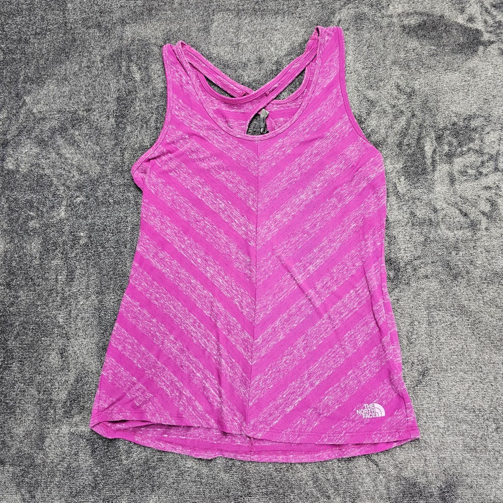 The North Face Breezeback Striped Tank Top - Medium - Fuschia Pink for Running & Yoga