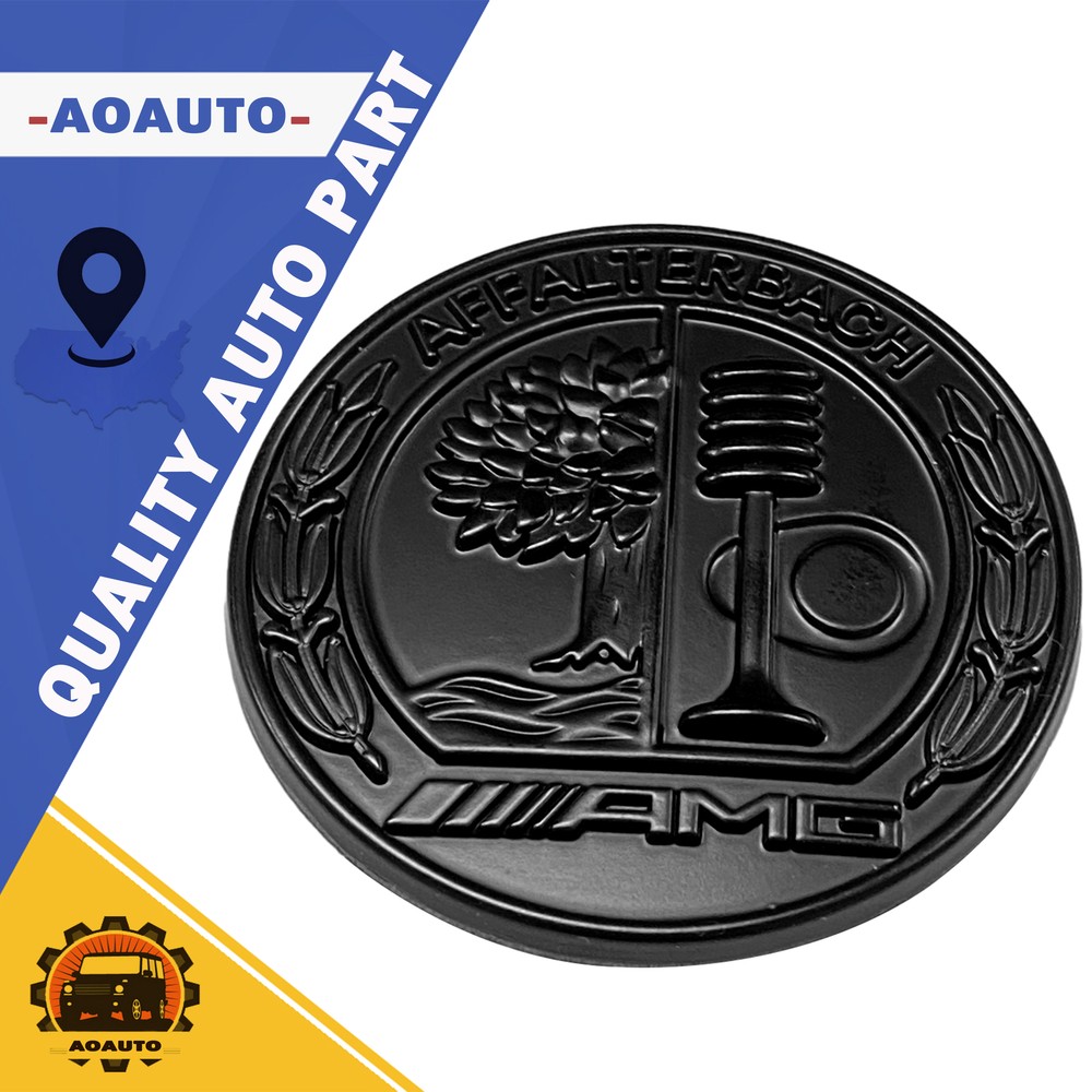 For AMG AFFALTERBACH Front Hood Emblem Black Apple Tree Badge Round Paste Decal